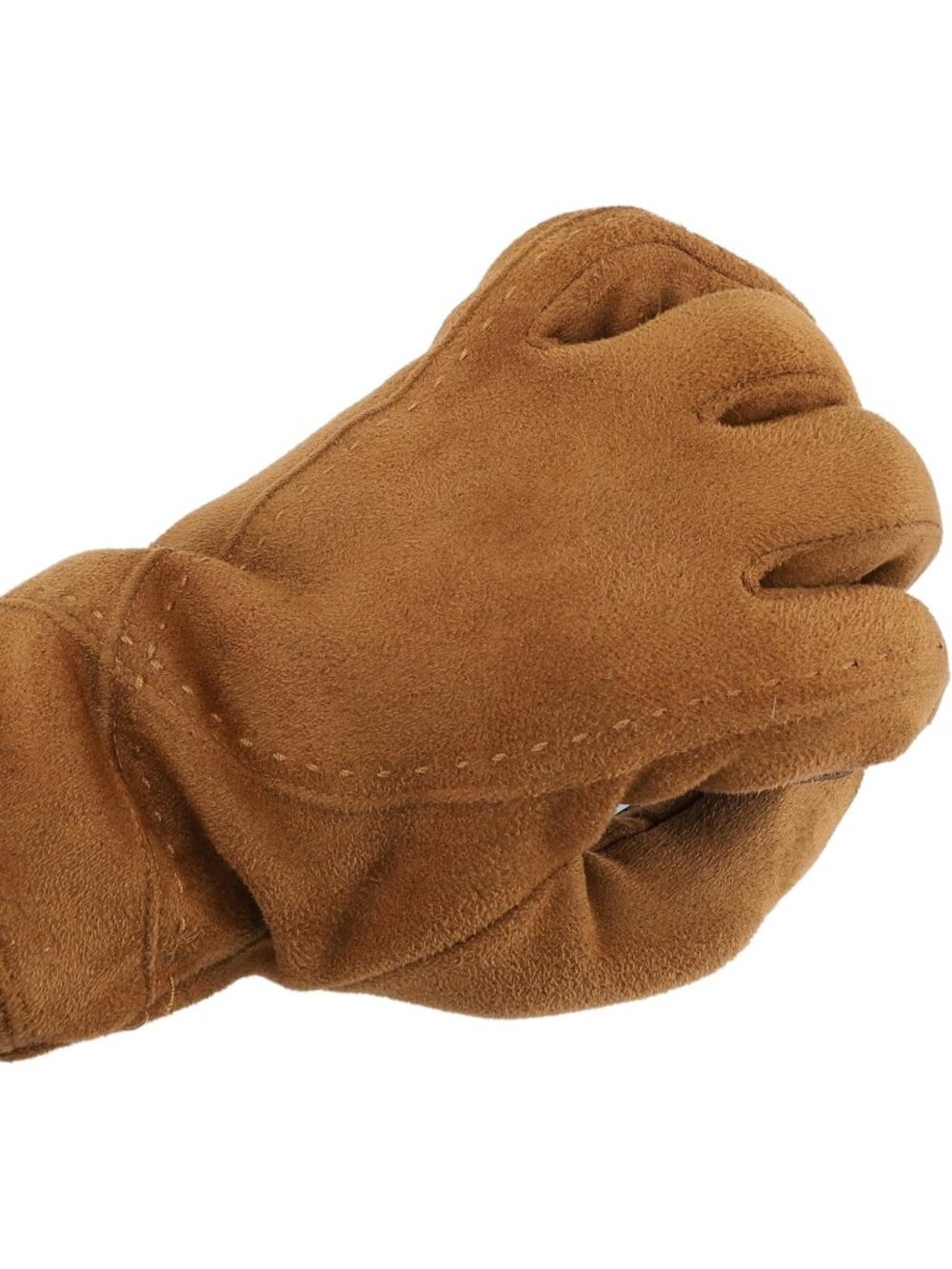 Women's Cognac Water Repellent Touchscreen Microsuede Shortie Fingertips Gloves - Picture 6 of 6